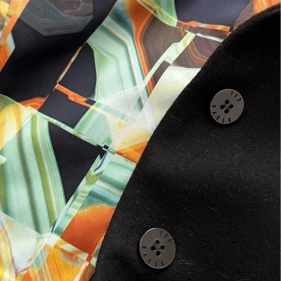 RARE Ted Baker Black Wool Cashmere Blend Peplum Sollel Coat - Picture 9 of 13